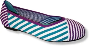 Lorraine Strips Slide On Flat Shoes, Teal/Purple, 10