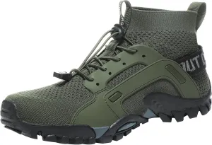 LOUECHY Men's Hiking Shoes Slip-On Walking Shoes Breathable Sock Sneakers