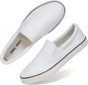 Low-Top Slip Ons Women's Fashion Sneakers Casual Canvas Sneakers for Women Comfortable Flats Breathable Padded Insole Slip on Sneakers Women Low Slip on Shoes