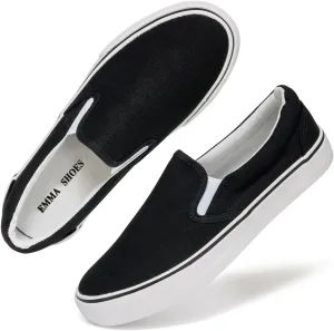 Low-Top Slip Ons Women's Fashion Sneakers Casual Canvas Sneakers for Women Comfortable Flats Breathable Padded Insole Slip on Sneakers Women Low Slip on Shoes