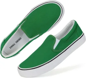Low-Top Slip Ons Women's Fashion Sneakers Casual Canvas Sneakers for Women Comfortable Flats Breathable Padded Insole Slip on Sneakers Women Low Slip on Shoes