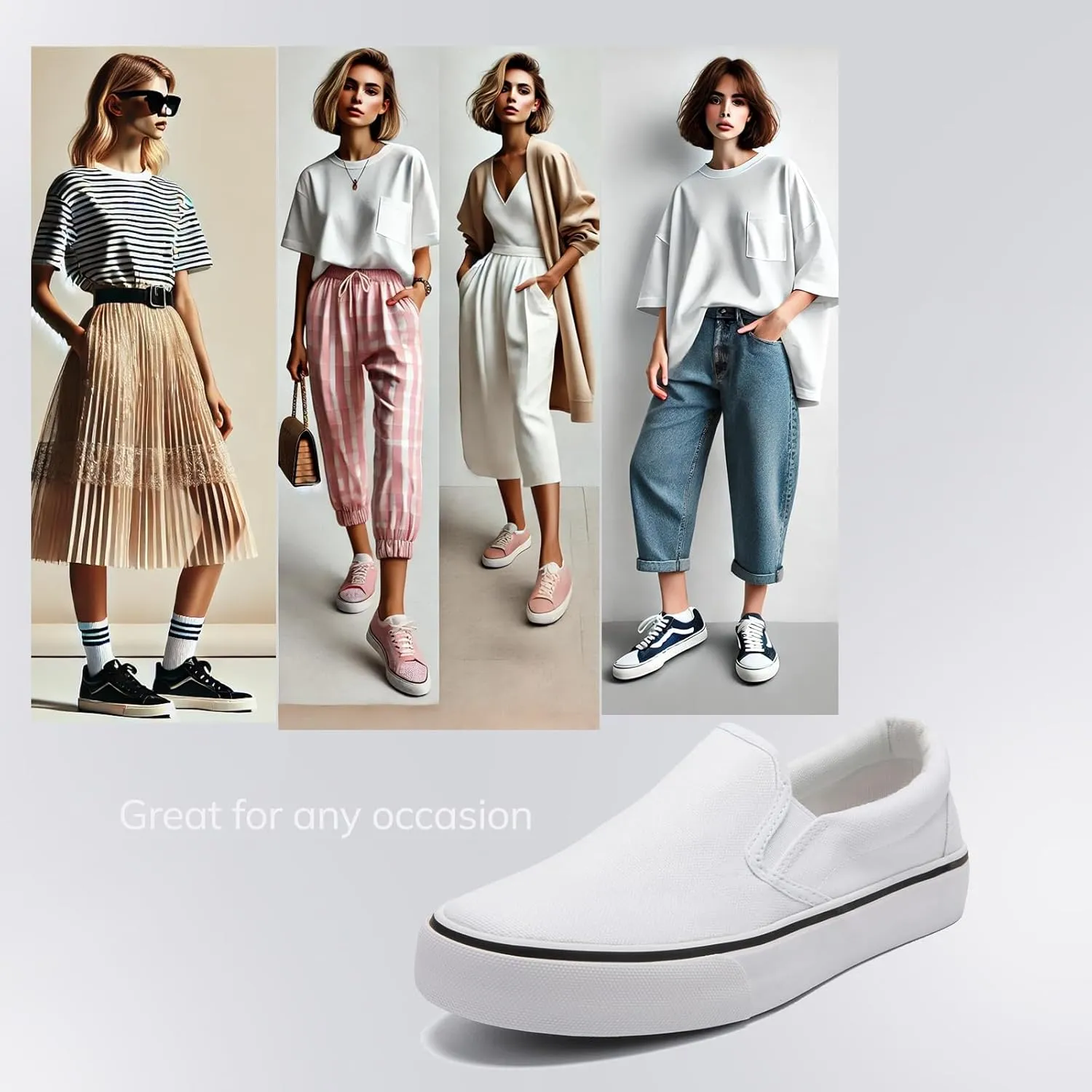 Low-Top Slip Ons Women's Fashion Sneakers Casual Canvas Sneakers for Women Comfortable Flats Breathable Padded Insole Slip on Sneakers Women Low Slip on Shoes