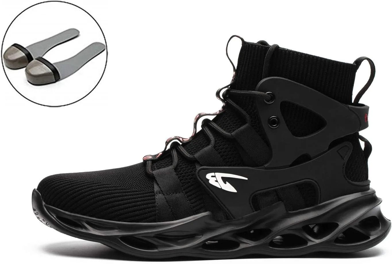 Luolocsn Work Safety Steel Toe Boots for Men and Women Lightweight Breathable Industrial & Construction Shoes