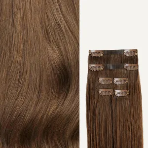 Luxy 100% Remy Human Hair Extensions for Thin Hair Thinning Hair Fill-Ins – 6 Seamless Wefts Multi-Dimensional Color Blend - Natural-Looking Volume & Coverage 80 grams 16" Chestnut Brown Thinning