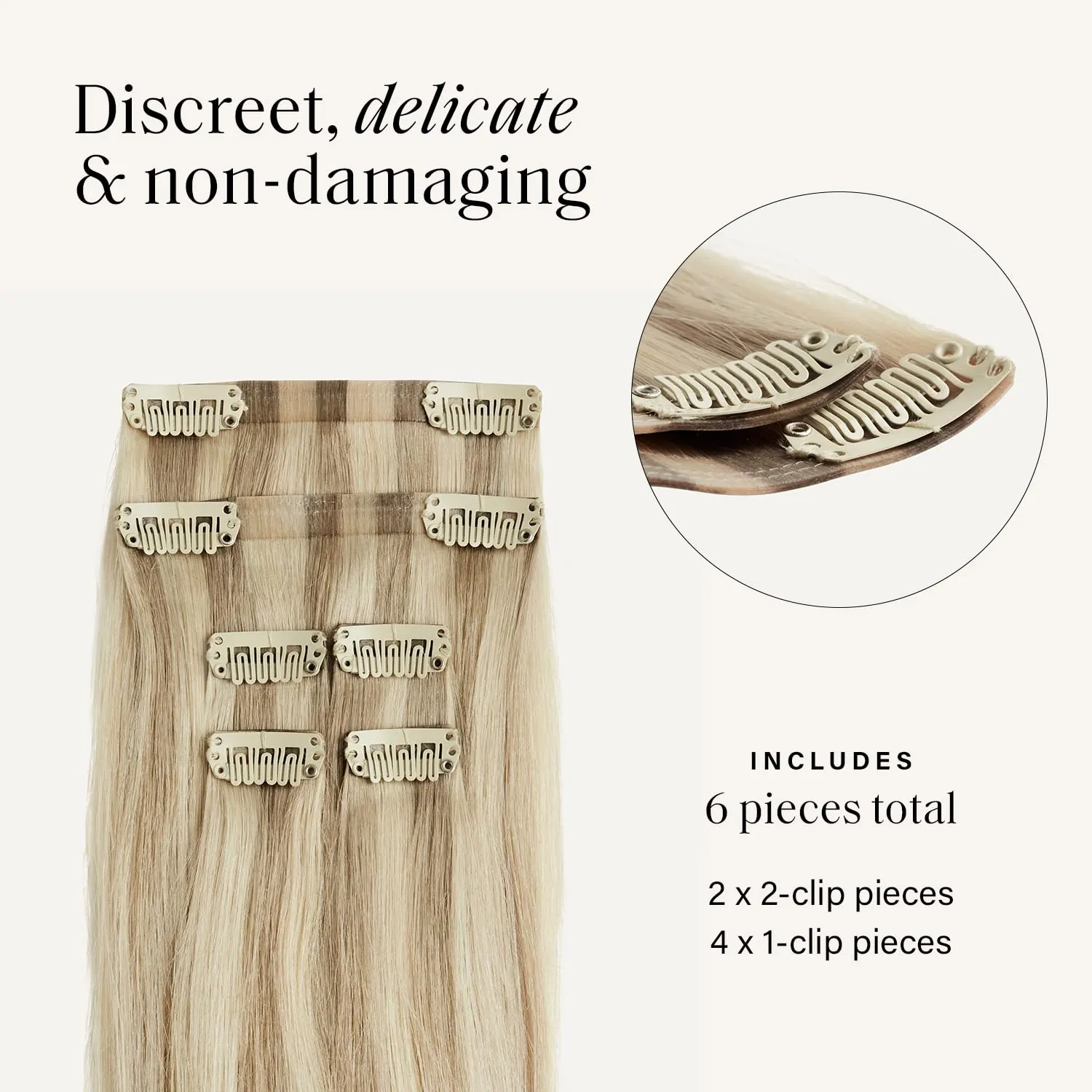 Luxy 100% Remy Human Hair Extensions for Thin Hair Thinning Hair Fill-Ins – 6 Seamless Wefts Multi-Dimensional Color Blend - Natural-Looking Volume & Coverage 80 grams 16" Dimensional Beige Blonde