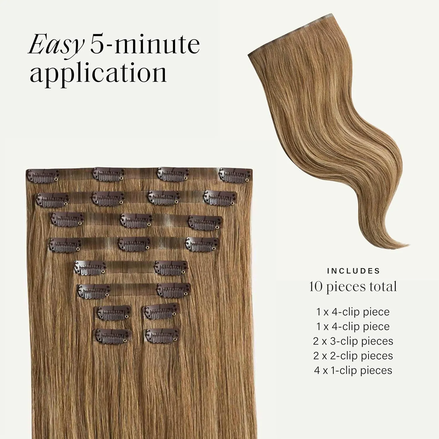 Luxy 100% Remy Human Hair - Seamless Clip-In Hair Extensions - Multi-Dimensional Color for Natural Blending, Adds Volume & Length 180 grams 20" Bronde Balayage Seamless