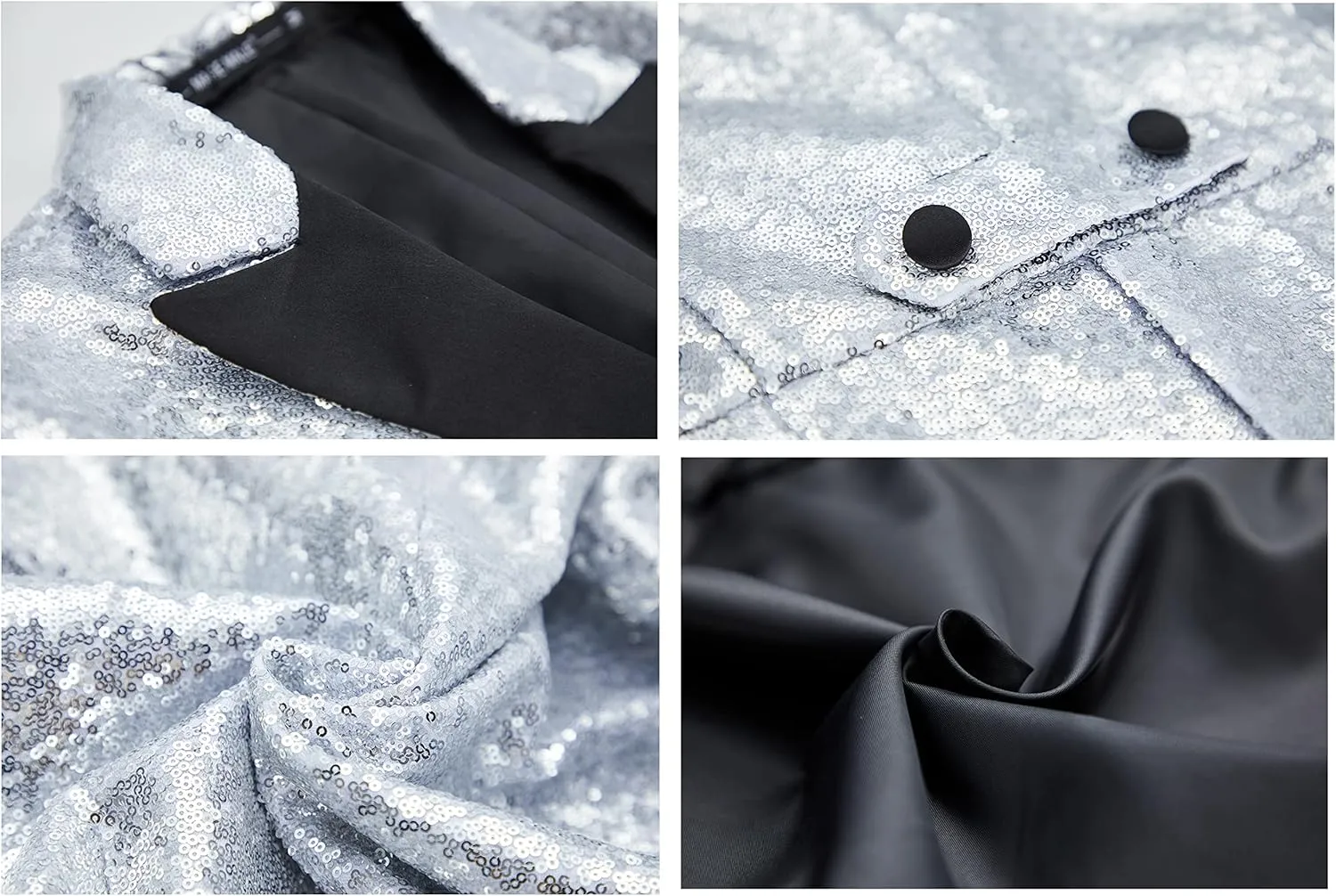 MAGE MALE Mens Sequin Tuxedo Jacket Tails Slim Fit Tailcoat Dress Coat Swallowtail Dinner Party Wedding Blazer Suit Jacket