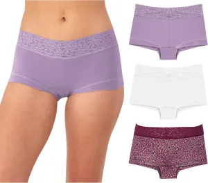 Maidenform Boy Shorts Pack, Stretch Cotton Boyshort Panties, Underwear for Women, 3-Pack