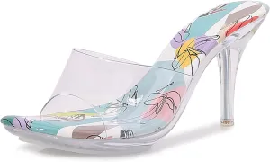 MAIERNISI JESSI Clear Heels for Women Sandals Transparent Sexy Stilletos Heels Slip on Wedding Dress Heel Mules