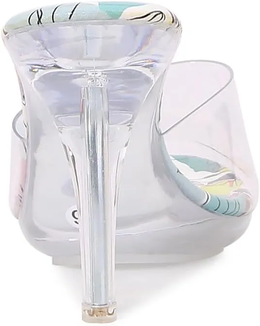 MAIERNISI JESSI Clear Heels for Women Sandals Transparent Sexy Stilletos Heels Slip on Wedding Dress Heel Mules