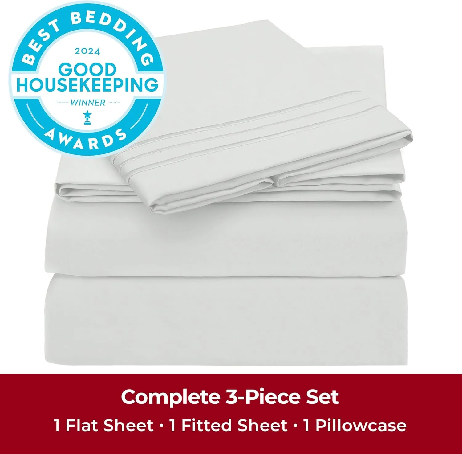 Mellanni Twin Sheets Set - 3 PC Iconic Collection Bedding - Hotel Luxury, Extra Soft, Cooling Bed Sheets - Wrinkle, Fade, Stain Resistant (Twin, Ivory)