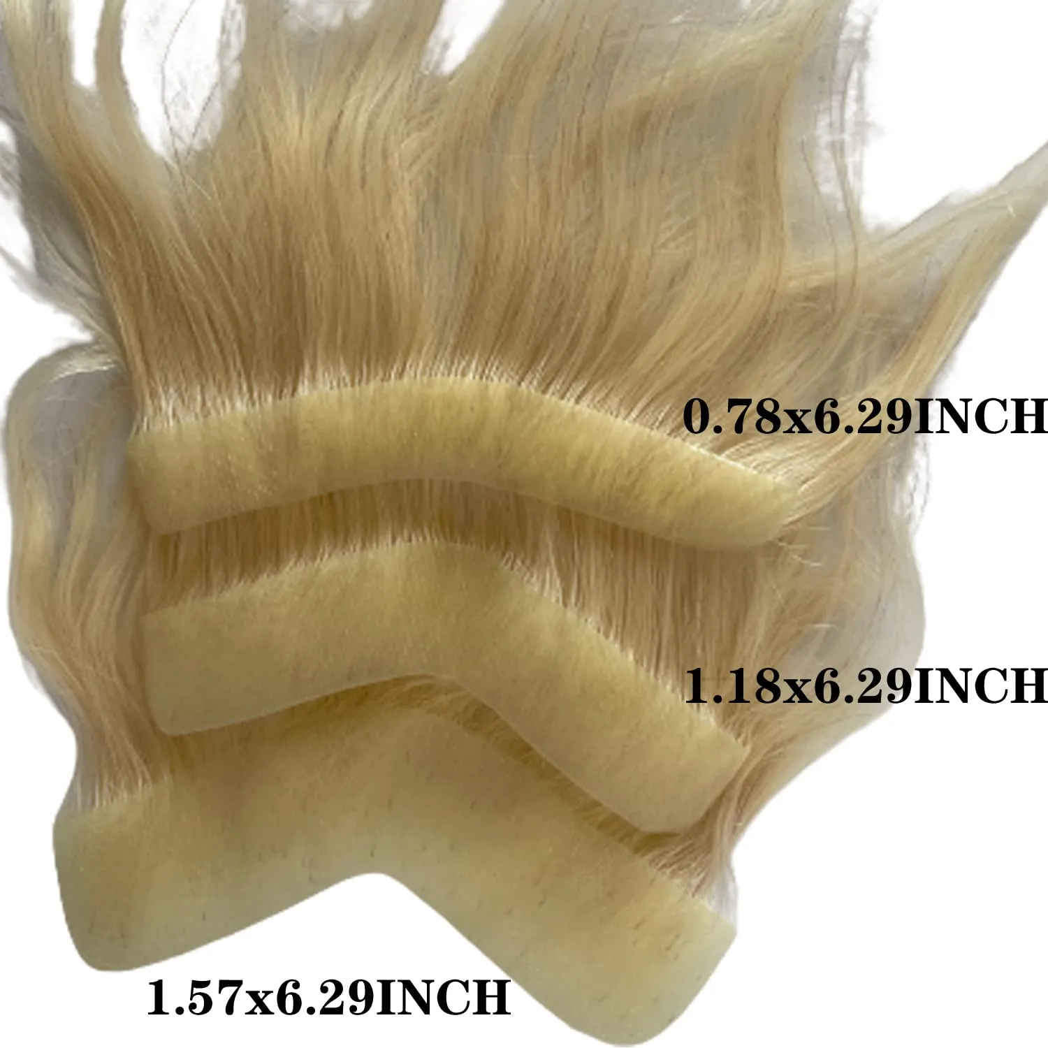 Men Forehead Hairline Toupee 100% Human Hair Skin PU Man Hairpieces Frontal Hair Topper for Receding Natural Hairline Replacement Systems #613 Blonde Color 0.78x6.29INCH