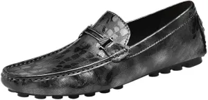 Men Loafers Pu Leather Evening Office Round Toe Anti-Slip Rubber Sole Slip Resistant Block Heel Shoe Slip-on