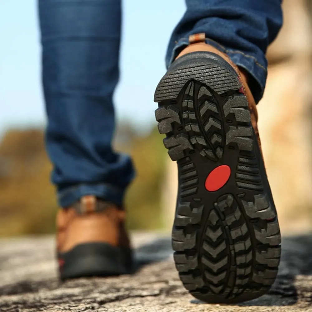 Men Outdoor Shoes Breathable Slip On Climbing Loafers Walking Cowhide Moccasins