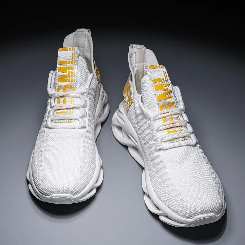 Men Running Shoes Ultralight Platform Mesh Breathable Athletic Sneakers Casual Cushioning Slip on Walking Tennis Shoes
