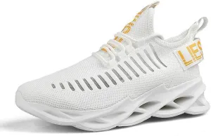 Men Running Shoes Ultralight Platform Mesh Breathable Athletic Sneakers Casual Cushioning Slip on Walking Tennis Shoes