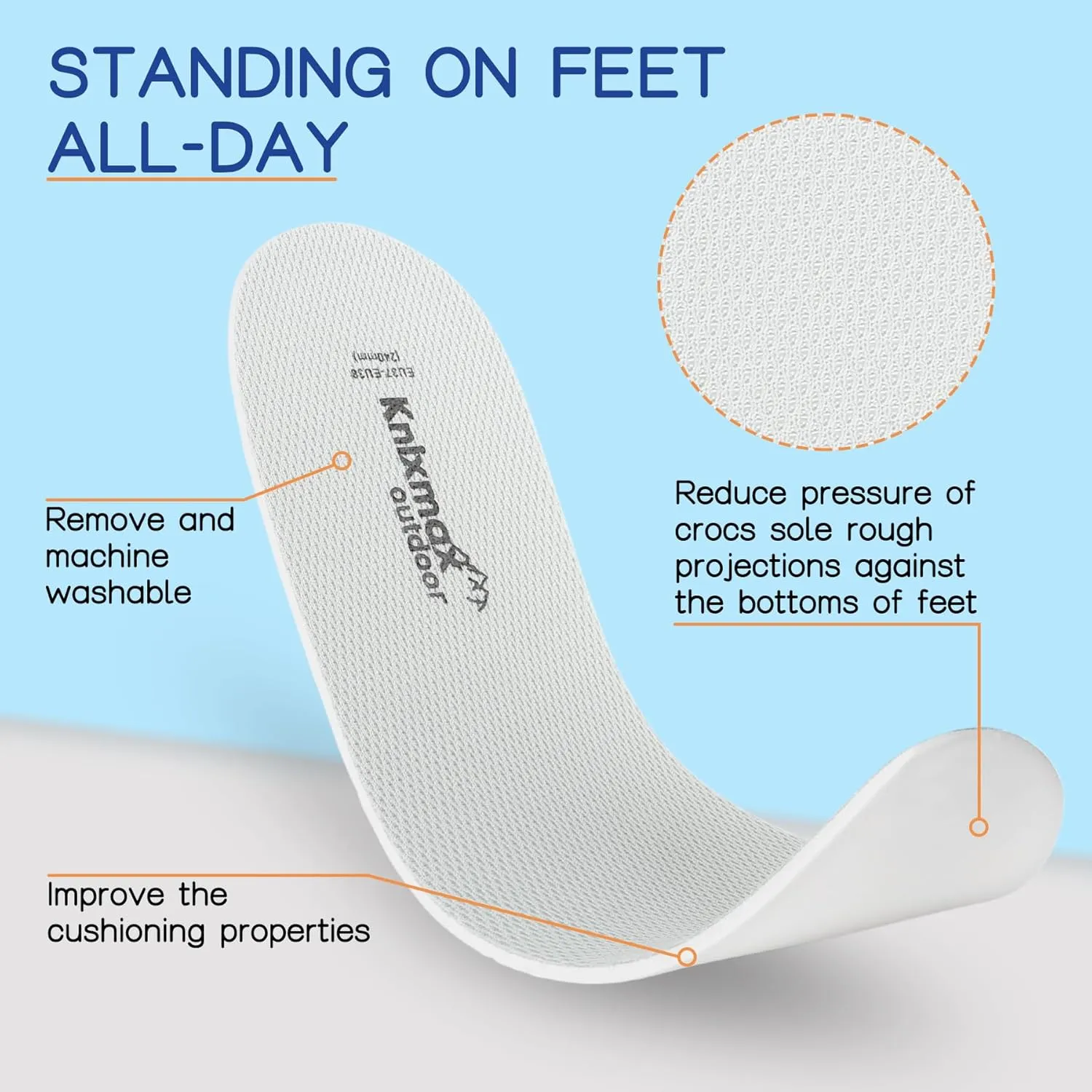 Men Women Insoles for Crocs Ultra-Thin Comfort Shoe Inserts for Garden Clogs, Nurse, Chef, Water Shoes, Waterproof Replacement Barefoot Liners Breathable Pad Grey Size 13 /EU46