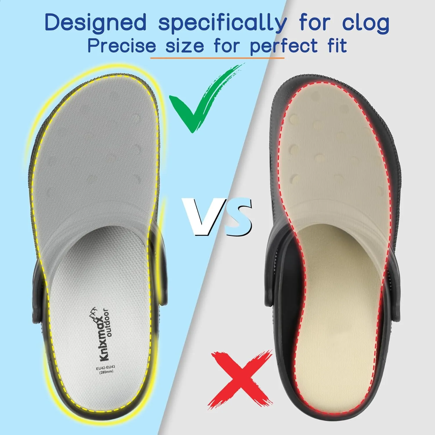 Men Women Insoles for Crocs Ultra-Thin Comfort Shoe Inserts for Garden Clogs, Nurse, Chef, Water Shoes, Waterproof Replacement Barefoot Liners Breathable Pad Grey Size 13 /EU46