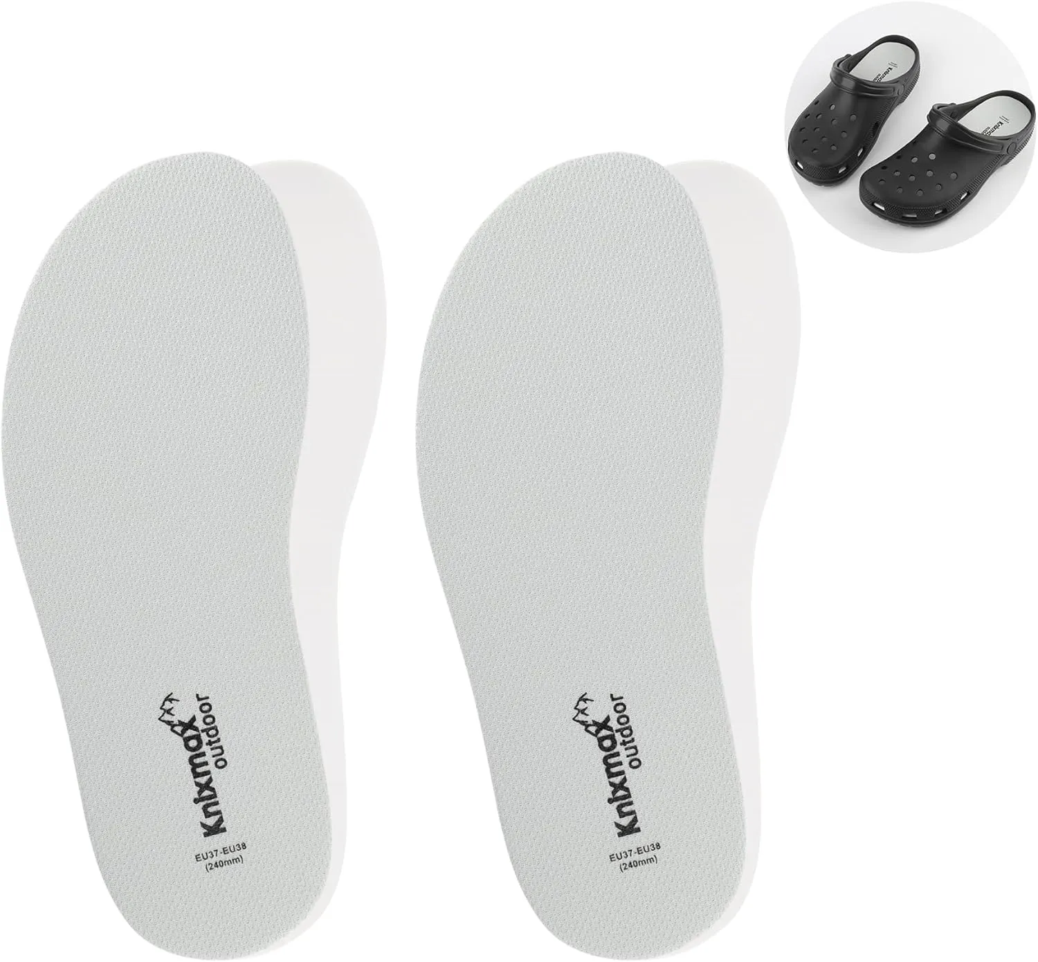 Men Women Insoles for Crocs Ultra-Thin Comfort Shoe Inserts for Garden Clogs, Nurse, Chef, Water Shoes, Waterproof Replacement Barefoot Liners Breathable Pad Grey Size 13 /EU46
