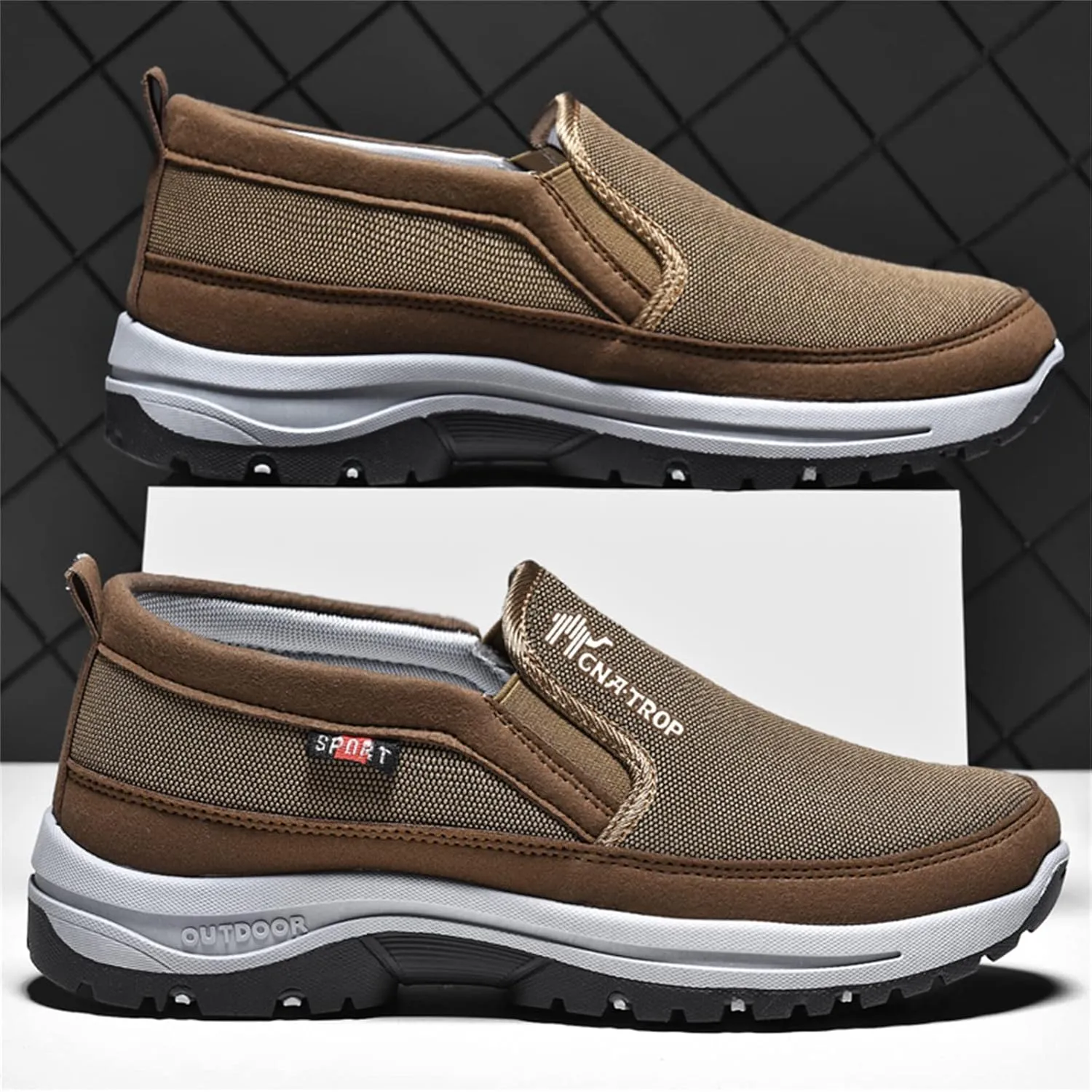 Men's Arch Support Slip-on Canvas Loafers,Outdoor Casual Non Slip Orthopedic Sneakers Flats Walking Boat Shoes