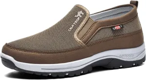 Men's Arch Support Slip-on Canvas Loafers,Outdoor Casual Non Slip Orthopedic Sneakers Flats Walking Boat Shoes