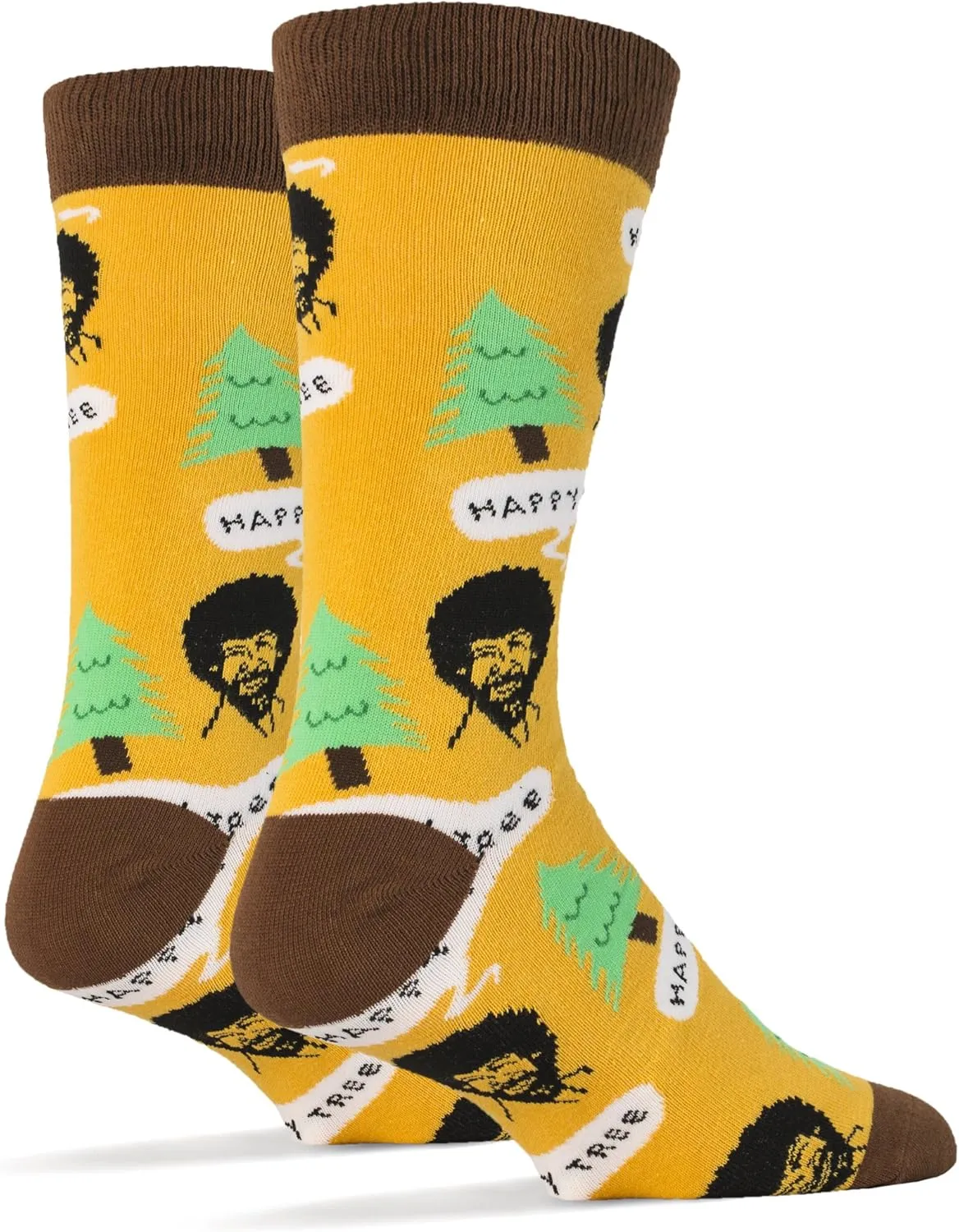 Men's Bob Ross Novelty Crew Socks, Funny Crazy Socks, Fun Casual Dress Cotton Socks, Painting Bob Ross, Szie 8-13