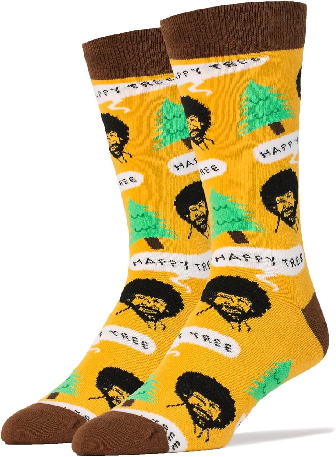 Men's Bob Ross Novelty Crew Socks, Funny Crazy Socks, Fun Casual Dress Cotton Socks, Painting Bob Ross, Szie 8-13