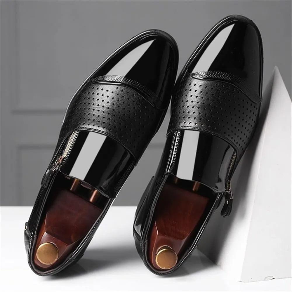 Men's Breathable Leather Oxford Loafers Slip On Orthopedic Comfort Shoes for Business Casual Office Flats