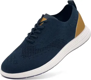 Men's Casual Dress Sneakers Oxfords Lace-Up Mesh Breathable Lightweight Fashion Walking Shoes Tennis Comfortable