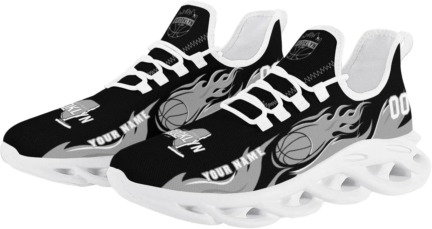 Men's Custom Basketball Flex Control Sneakers Personalized Breathable Fan Gift Name Number Workout Athletic Gym Slip-on Shoes