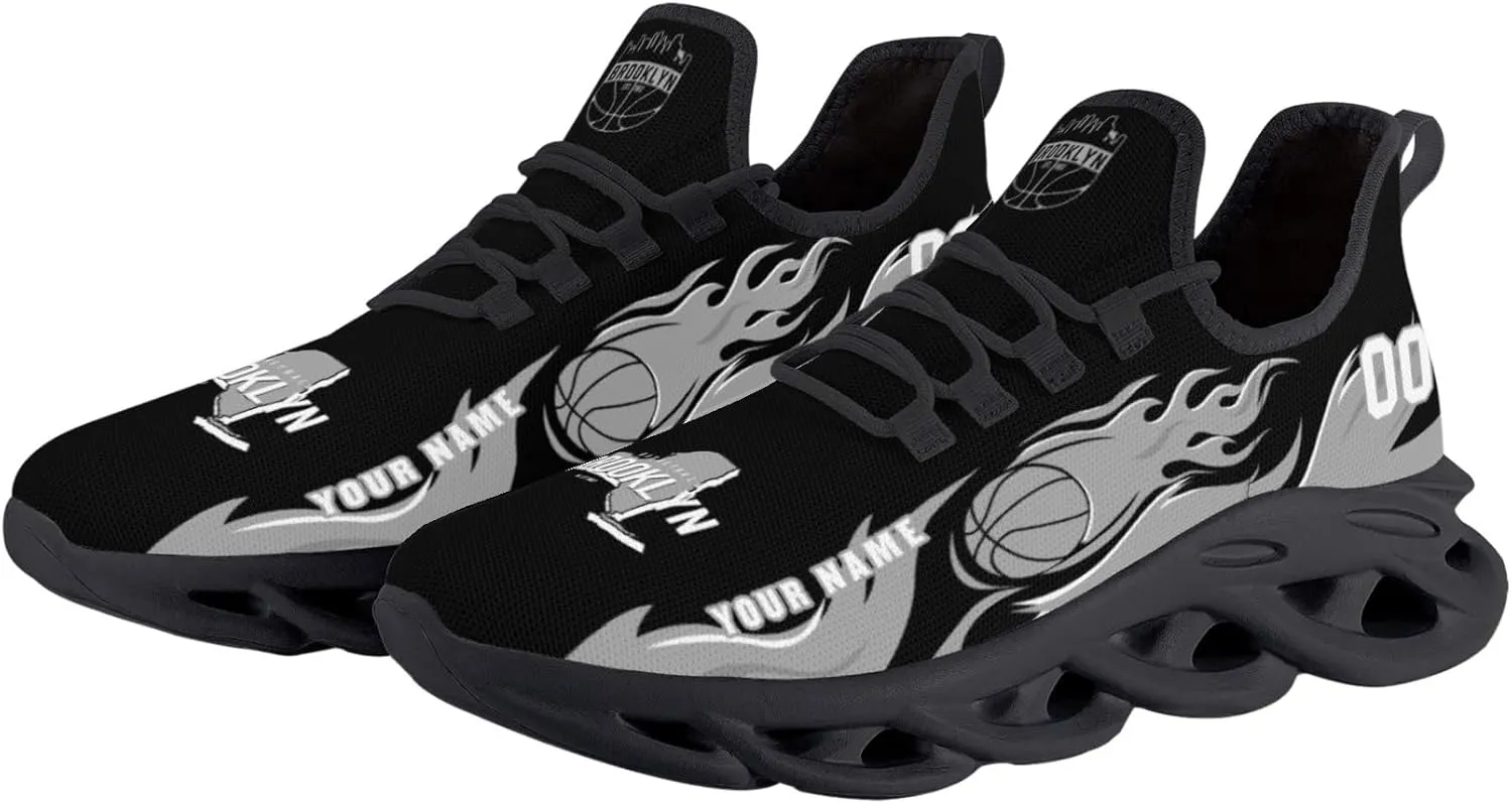 Men's Custom Basketball Flex Control Sneakers Personalized Breathable Fan Gift Name Number Workout Athletic Gym Slip-on Shoes