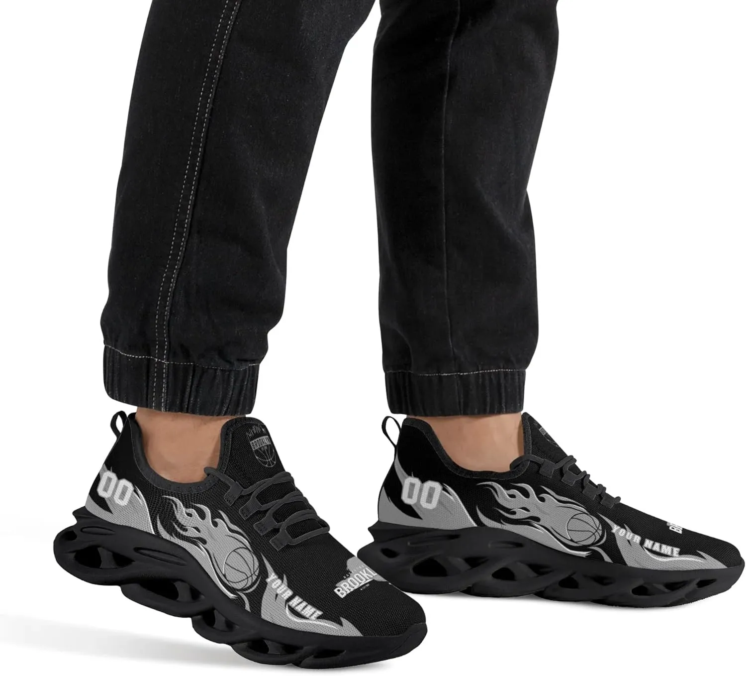 Men's Custom Basketball Flex Control Sneakers Personalized Breathable Fan Gift Name Number Workout Athletic Gym Slip-on Shoes