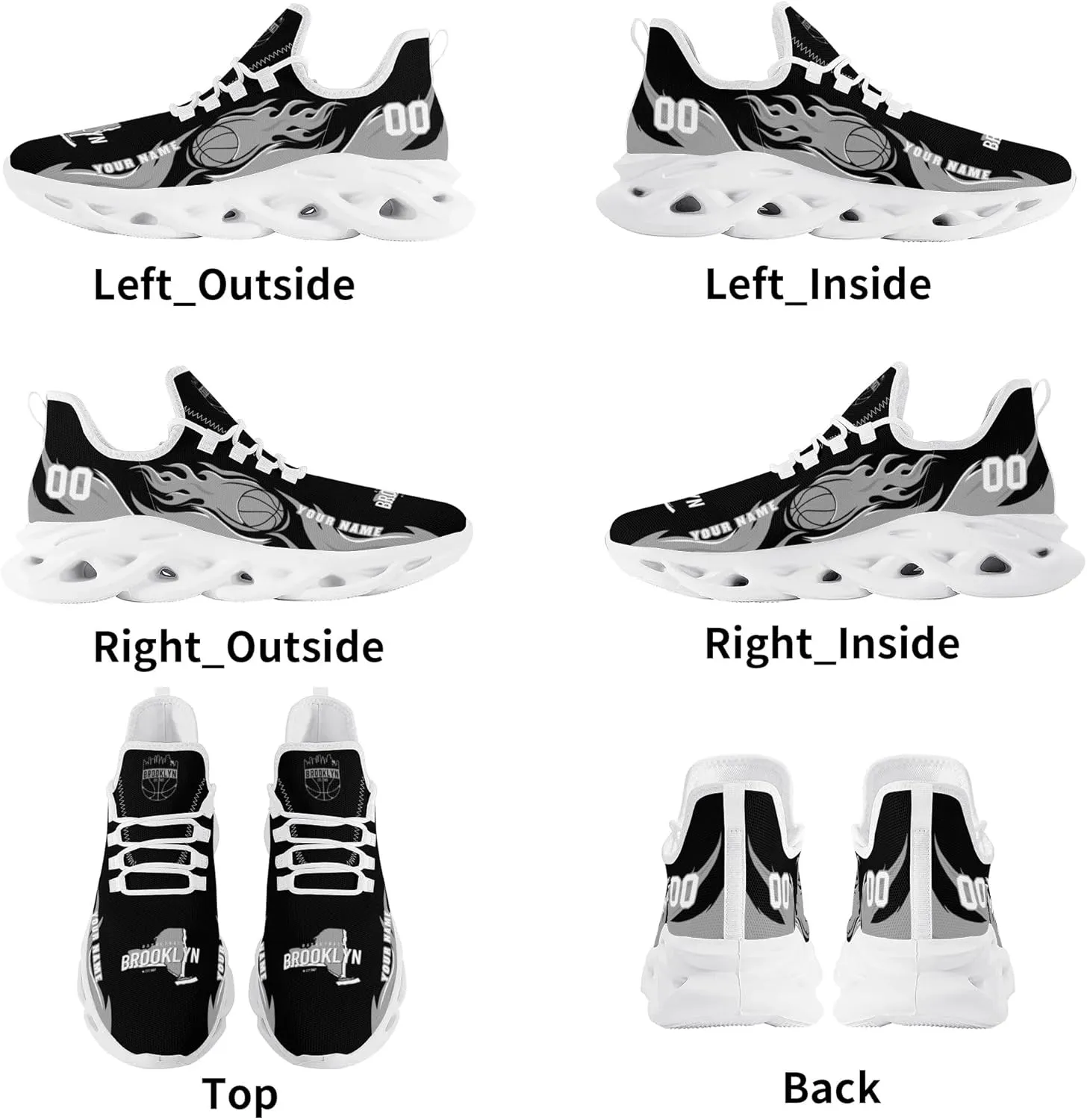 Men's Custom Basketball Flex Control Sneakers Personalized Breathable Fan Gift Name Number Workout Athletic Gym Slip-on Shoes