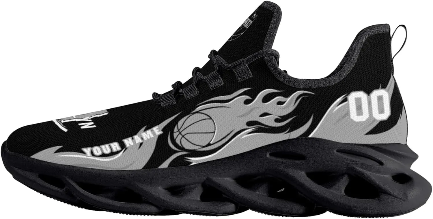 Men's Custom Basketball Flex Control Sneakers Personalized Breathable Fan Gift Name Number Workout Athletic Gym Slip-on Shoes