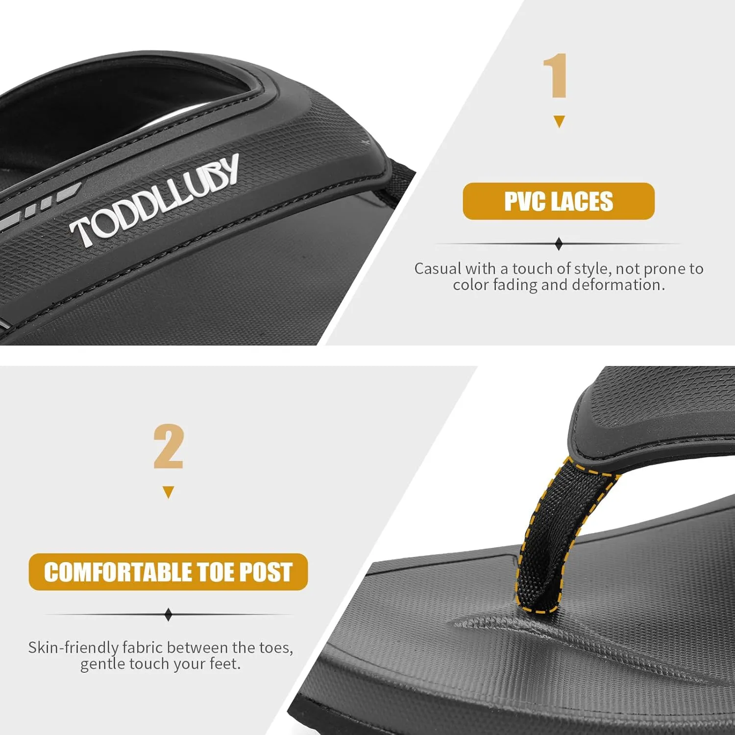 Mens Flip Flops With Arch Support Ultra Soft Cushion Footbed Durable Outsole Comfortable Summer Beach Thong Sandals Yoga Foam Cushion Slip on Slippers