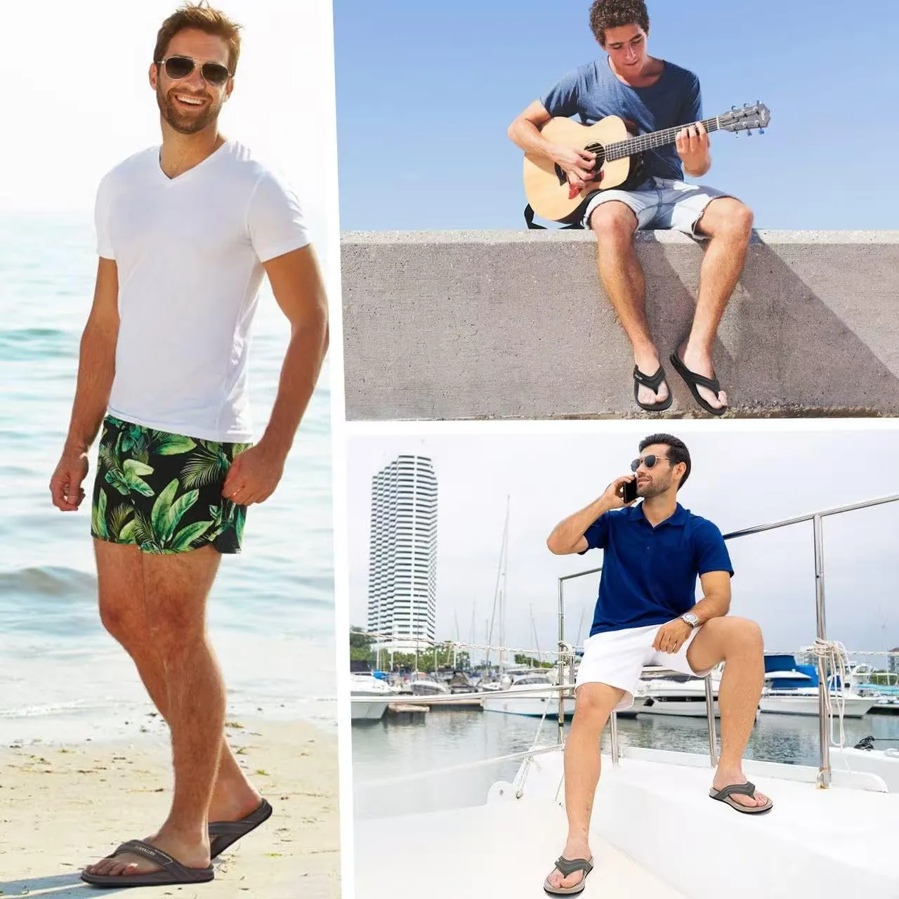 Mens Flip Flops With Arch Support Ultra Soft Cushion Footbed Durable Outsole Comfortable Summer Beach Thong Sandals Yoga Foam Cushion Slip on Slippers