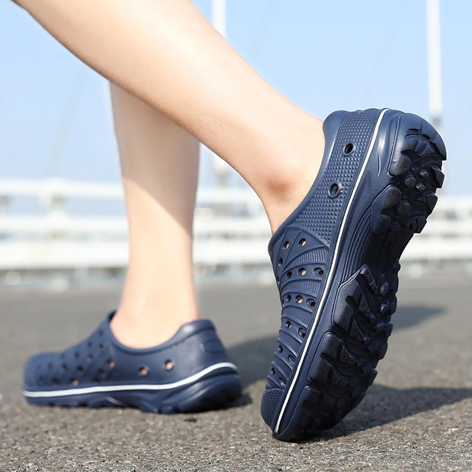 Men's Garden Shoes Slip on Breathable EVA Shower Water Shoes Garden Clogs for Outdoors Quick-Drying Clog Summer Pool Sandals Anti-Slip Beach Shoes