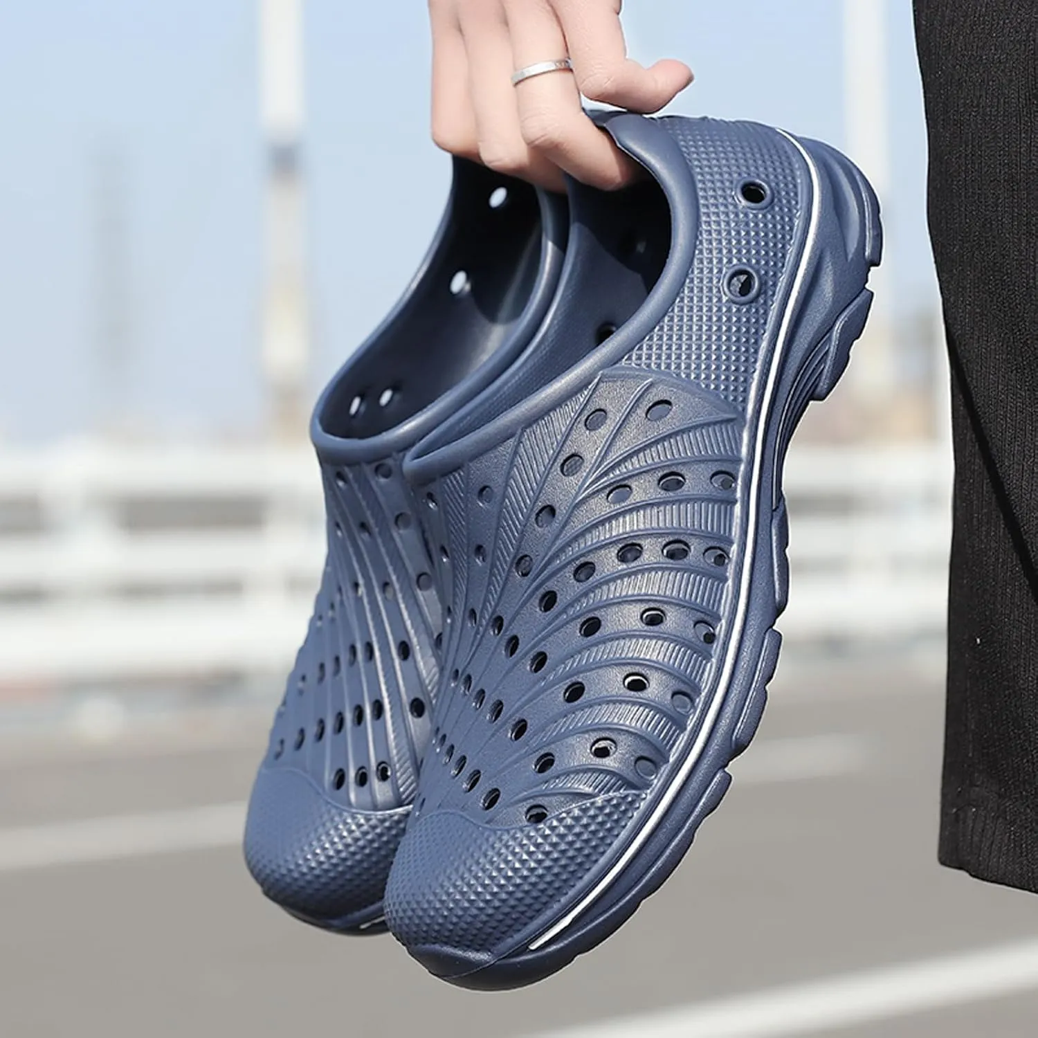 Men's Garden Shoes Slip on Breathable EVA Shower Water Shoes Garden Clogs for Outdoors Quick-Drying Clog Summer Pool Sandals Anti-Slip Beach Shoes