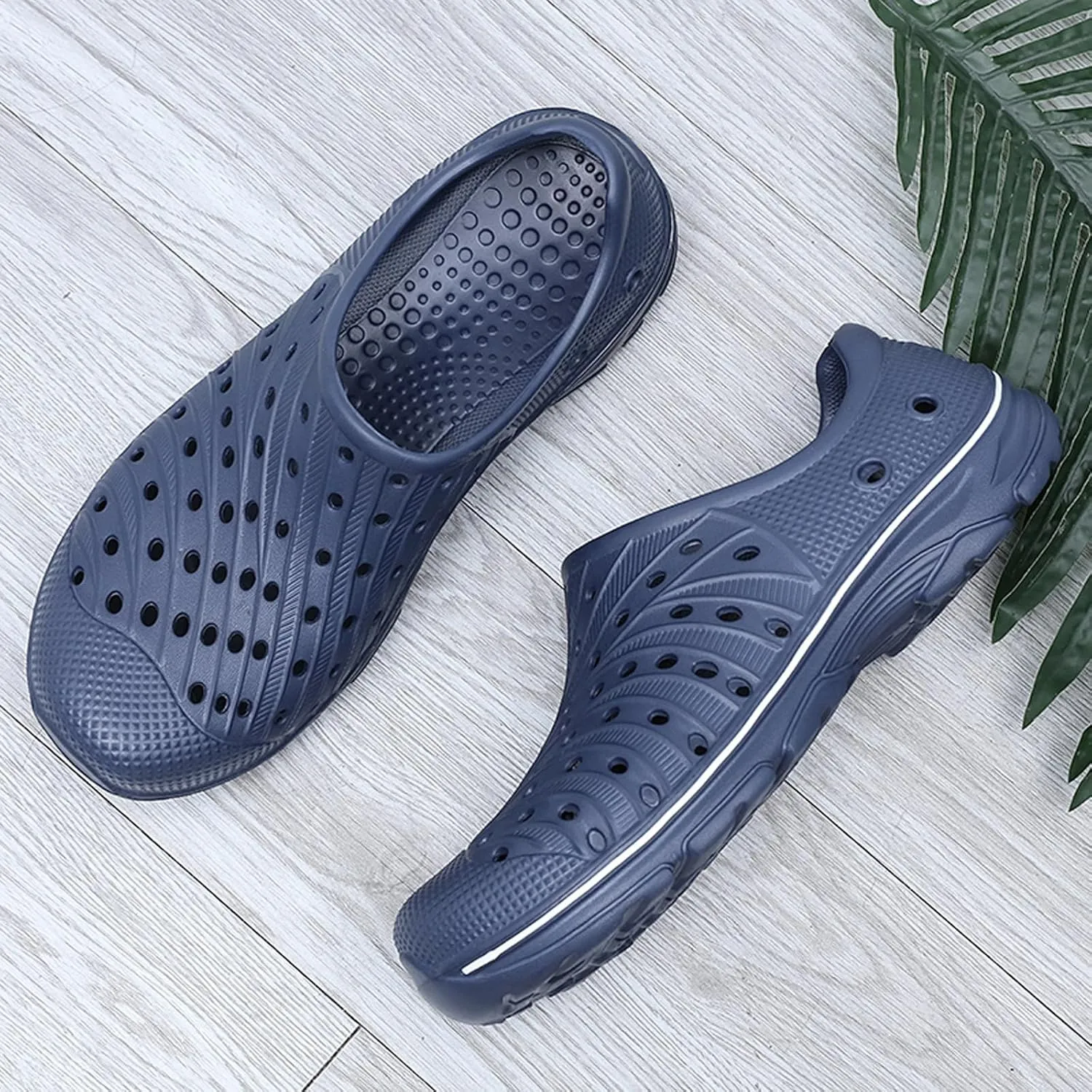 Men's Garden Shoes Slip on Breathable EVA Shower Water Shoes Garden Clogs for Outdoors Quick-Drying Clog Summer Pool Sandals Anti-Slip Beach Shoes