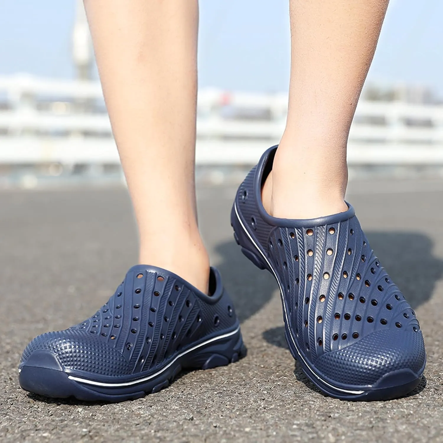 Men's Garden Shoes Slip on Breathable EVA Shower Water Shoes Garden Clogs for Outdoors Quick-Drying Clog Summer Pool Sandals Anti-Slip Beach Shoes
