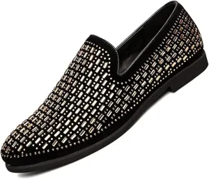 Men's Glitter Fashion Breathable Smoking Slippers Lightweight Comfortable Non-Slip Slip-On Dress Loafers