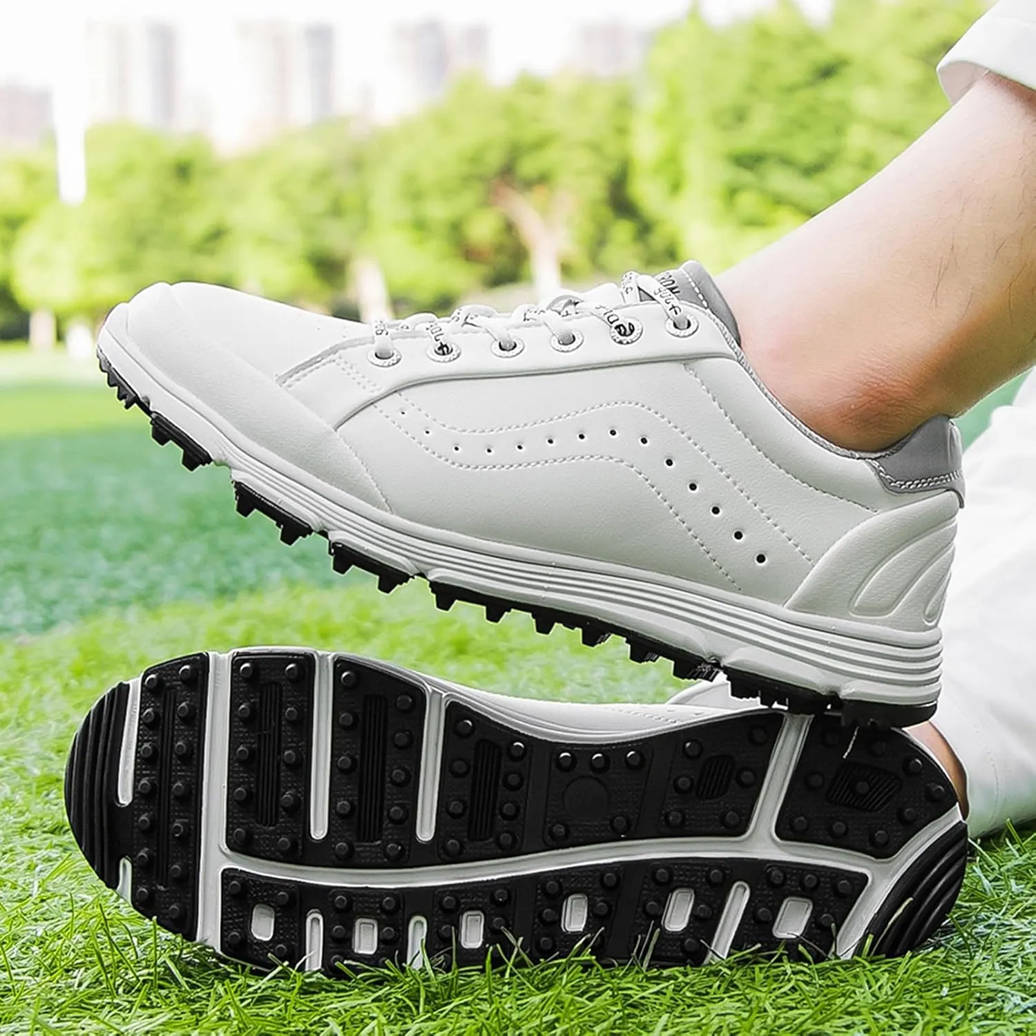 Men's Golf Shoes,Comfy Soft Golf Shoes Mens Spikeless,Casual Breathable Walking Junior Golf Footwear,with Arch Support,Lace Up Design,All Weather Breathability