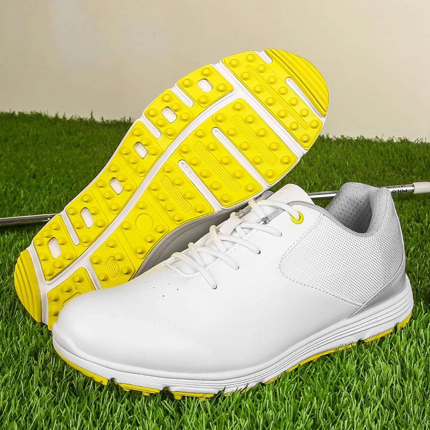 Men's Golf Shoes,Professional Lightweight Waterproof Golf Shoes Mens,Outdoor Trainers Breathable Golf Shoes Mens Spikeless,with Lace Up Design,All Weather Breathability