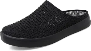 Mens Half Slippers Summer Casual Slip-on Mesh Shoes Breathable Lightweight MD Material Outsoles Plus Big Size Black Color