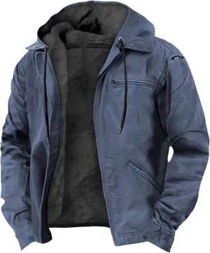 Men's Jackets Casual Cargo Winter Warm Fleece Sherpa Heavyweight Trucker Big And Tall Tactical Hoodies Coat