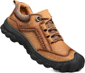 Mens Leather Hiking Shoes Breathable Outdoor Walking Trekking Shoes Spring Summer Autumn