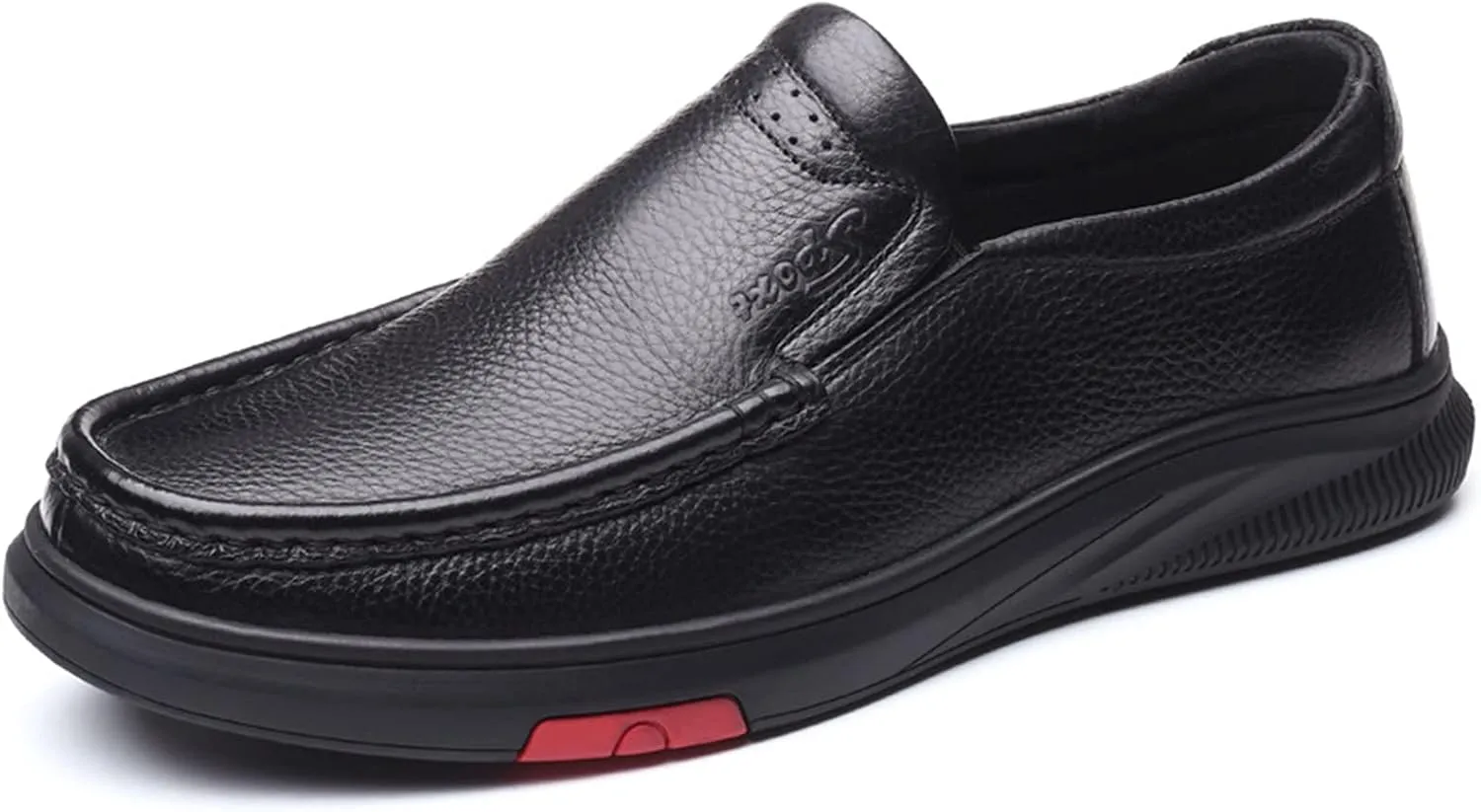 Men's Moc Loafer Genuine Leather Slip on Flat Stretch Shoes Pebble Loafers Stitching Anti Slip Casual Daily Shoes Casual