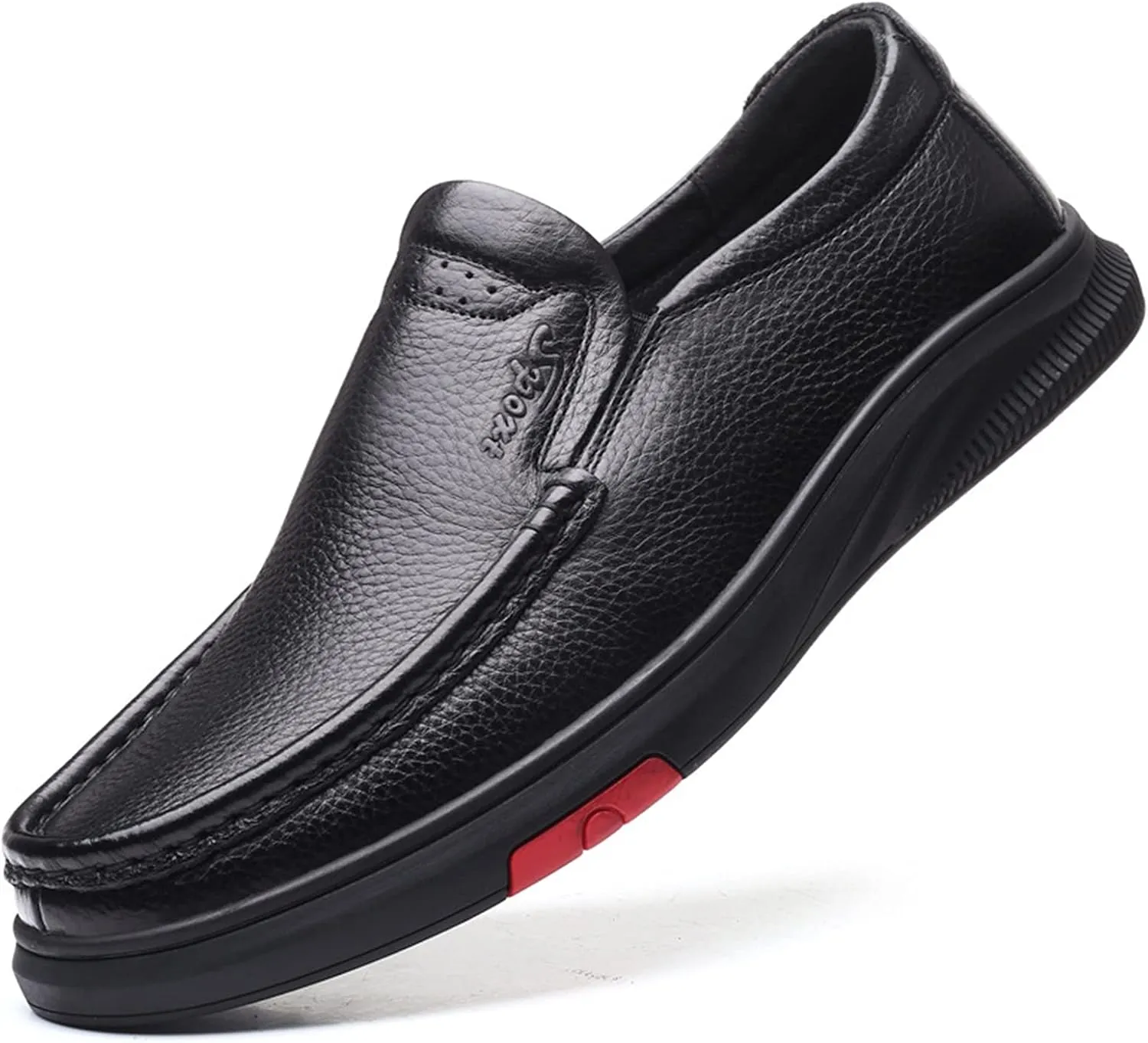 Men's Moc Loafer Genuine Leather Slip on Flat Stretch Shoes Pebble Loafers Stitching Anti Slip Casual Daily Shoes Casual