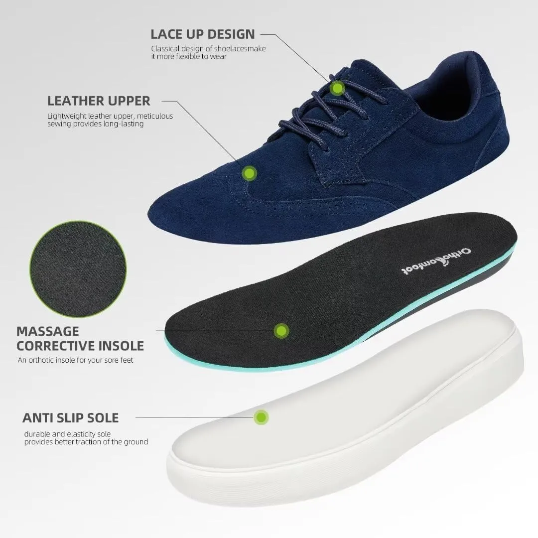 Men's Orthopedic Fashion Sneakers with Arch Support: Plantar Fasciitis Walking Shoes for Flat Feet, Comfortable Casual Flat Feet Orthotic Shoes for Ankle and Heel Pain Relief