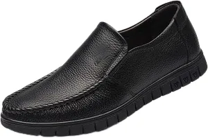 Men's Premium Cowhide Leather, Hollow Slip-On Shoes Anti-Slip Casual Lightweight Breathable for Walking, Travel, Office, Walking Shoes